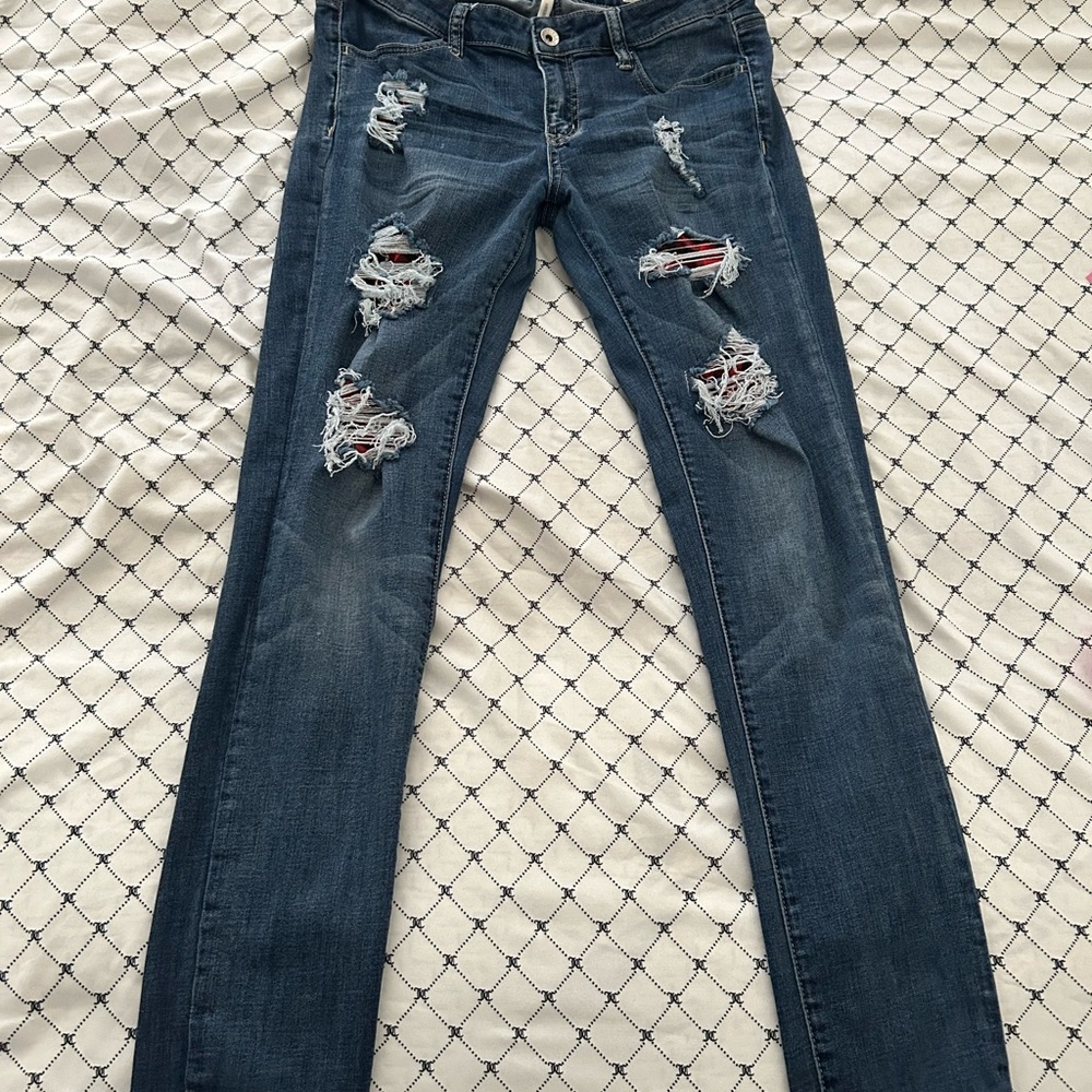 Los Angeles Apparel Distressed Blue Skinny Jeans